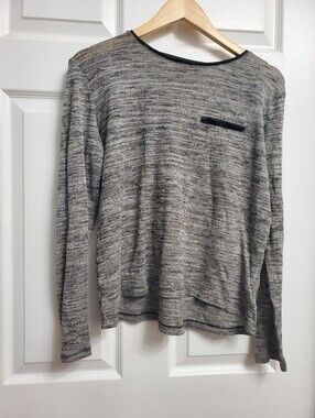 Seduction Gray Long Sleeve Shirt with Black Trim - SIZE M